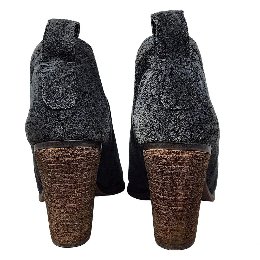 Vince Camuto Ankle Bootie 6.5 M Women Kirsten Gray Suede Block Heel Cutout 3